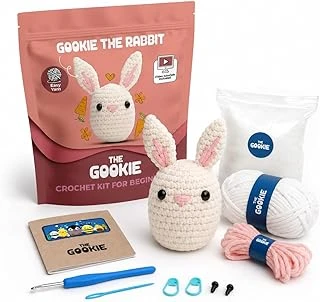 The Gookie Amigurumi Tavşan Örgü Seti, Başlangıç Seviyesi, Beyaz Pamuklu İplik, Video Eğitimli, Tığ İğne Dahil, El Yapımı Oyuncak ürün görseli 1