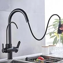 Fleko Spiral Başlıklı Sıcak Soğuk Arıtma Girişli 3 Yollu Mutfak Eviyesi Bataryası (Siyah) ürün görseli 1