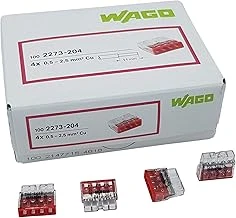 Wago 100 Adet 2273-204 Compact Bağlantı Kutusu Kelepçesi Ø 0,5-2,5 Mm², 4 Kutuplu, Şeffaf/Kırmızı ürün görseli 1