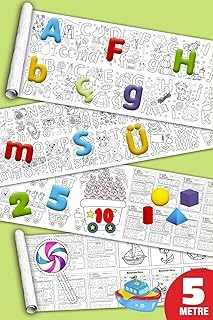 Sinaticaret Eğitici Boyama Kağıdı Rulosu, 5 Metre, 45 Cm Genişlik, Alfabe Harfler Sayılar Şekiller, Çocuklar Için Öğretici Aktivite ürün görseli 1