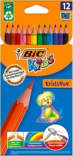 Bic Kids Evolution Kuru Boya Kalemi, 12'Li Kutu, Kıymık Oluşturmaz, Çiğnemeye Karşı Dayanıklı, Kolay Açılır ürün görseli 1