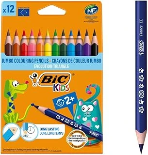 Bic Kids Evolution Üçgen Kuru Boya Kalemi, 12'Li Kutu, 2 Yaş Üzeri Çocuklar Için İdeal, Kıymık Oluşturmaz, Çiğnemeye Karşı Dayanıklı ürün görseli 1