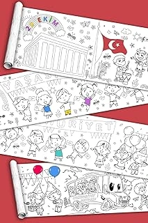 Sinaticaret Cumhuriyet Bayramı Boyama Kağıdı Rulosu, 5 Metre Uzunluk, 45 Cm Genişlik, Türk Bayrağı Atatürk Temalı, Çocuklar İçin ürün görseli 1