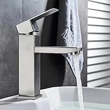 İnox (Gümüş) Açılır Kapanır Sıcak Soğuk Su Girişli Lavabo Bataryası ürün görseli 1