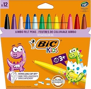Bic Kids Visa Color Xl Keçeli Boya Kalemi 12 Renk, Su Bazlı Mürekkep, Kolayca Çoğu Kumaştan Çıkar, 3 Yaş Üzeri Çocuklar Için İdeal ürün görseli 1