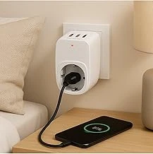 Çok Fonksiyonlu Tekli Priz 3 Usb Çıkışlı Hızlı Şarj Adaptörü - Akım Korumalı Tekli Priz Okul Ofis Kullanımı ürün görseli 1