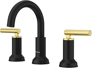 Pfister Capistrano Banyo Lavabo Bataryası, 8 İnç Yaygın, 2 Saplı, 3 Delikli, Mat Siyah Fırçalanmış Altın Kaplama, Lf049Csobbg ürün görseli 1