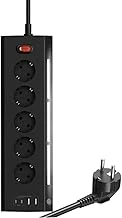Vetech Akım Korumalı Priz, 5 Girişli, 2X Usb + 2X Type-C Çıkışlı, Led Işıklı, 2 Metre Kablo, Masaüstü Kullanım (Siyah) ürün görseli 1