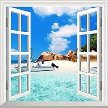 Pencere Poster Duvar Kağıdı Deniz Tekne Yapışkanlı Sticker ürün görseli 1