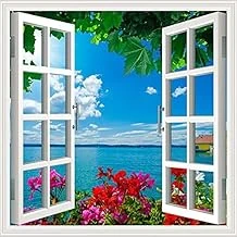 Pencere Poster Duvar Kağıdı Gül Deniz Yapışkanlı Sticker ürün görseli 1
