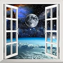 Pencere Poster Duvar Kağıdı Uzay Manzarası 4 Yapışkanlı Sticker ürün görseli 1