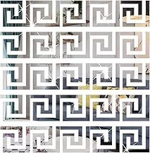 Aputue Ayna Duvar Stickerı, 30 Parça Çıkarılabilir Kendinden Yapışkanlı Akrilik Ayna Duvar Dekoru, Geometrik Yunan Desenli, Oturma Odası Yatak Odası Tv Arka Planı Duvar Dekorasyonu (Gümüş) ürün görseli 1