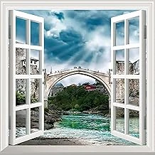 Pencere Poster Duvar Kağıdı Mostar Köprüsü Yapışkanlı Sticker ürün görseli 1
