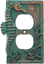 Top Brass Denizatı Denizatı Sahil Sanat Dekoru - Elektrikli Kapak Duvar Plakası Bronz/Verdigris Kaplama - Tek Anahtar, Çift, Rocker, Çıkış (Çıkış) ürün görseli 1