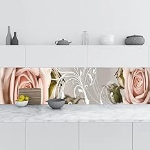 Mutfak Tezgah Arası Folyo Fayans Kaplama Folyosu Gül Süsleme 60X500 Cm ürün görseli 1