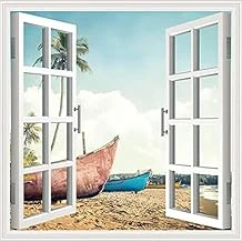 Pencere Poster Duvar Kağıdı Kayıklar Yapışkanlı Sticker ürün görseli 1