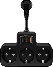 Çoklu Kablolu Priz Çoğaltıcı Priz Dönüştürücü 1Usb - 2Type-C Girişli Yüksek Akım Korumalı Fiş Siyah ürün görseli 1