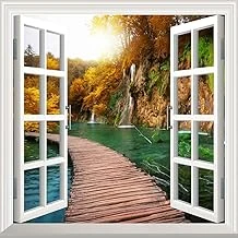 Pencere Poster Duvar Kağıdı Şelale Yol Yapışkanlı Sticker ürün görseli 1