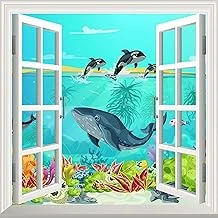 Pencere Poster Duvar Kağıdı 3D Deniz Yapışkanlı Sticker ürün görseli 1