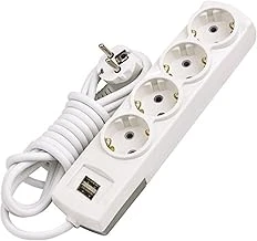 Kablolu Usb'Li 4'Lü Topraklı Grup Priz Fiş Çoğaltıcı 2 Metre Çoklu Asmalı Uzatma Kablosu Düğmesiz ürün görseli 1