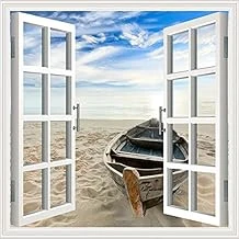Pencere Poster Duvar Kağıdı Kayık Yapışkanlı Sticker ürün görseli 1