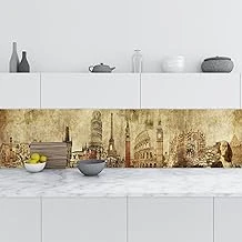 Mutfak Tezgah Arası Folyo Fayans Kaplama Folyosu Mimari Kolaj 60X400 Cm ürün görseli 1
