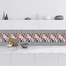 Mutfak Tezgah Arası Folyo Fayans Kaplama Folyosu Çizim Çiçekler 60X500 Cm ürün görseli 1