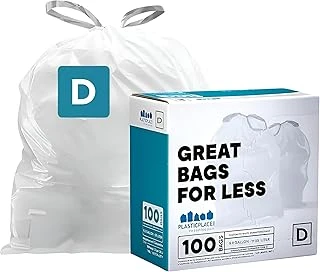 Plasticplace Özel Uyumlu Torbaları - Basit Insan (X) Kodu D Uyumlu (100 Sayım) - Beyaz İpli Astarları 5,3 Galon / 20 Litre ürün görseli 1