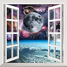 Pencere Poster Duvar Kağıdı Uzay Manzarası 3 Yapışkanlı Sticker ürün görseli 1