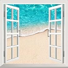 Pencere Poster Duvar Kağıdı Deniz Kenarı Yapışkanlı Sticker ürün görseli 1