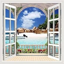 Pencere Poster Duvar Kağıdı Sahil Yapışkanlı Sticker ürün görseli 1
