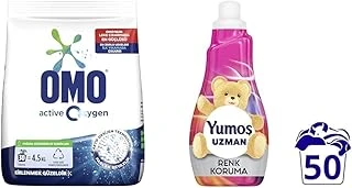 Oxygen Toz Çamaşır Deterjanı Beyazlar Için, 4.5 Kg(1) Yumoş Uzman Konsantre Çamaşır Yumuşatıcısı Renk Koruma Kalıcı Koku 50 Yıkama (1 X 1200 Ml)(2) ürün görseli 1
