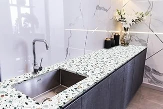 Stickerart Tezgah Üstü Fayans Kaplama Folyosu Mutfak Tezgahı Kaplama Terrazzo Döşeme 70 Cm X 3 Metre ürün görseli 1
