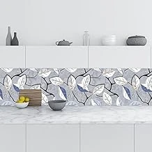 Mutfak Tezgah Arası Folyo Fayans Kaplama Folyosu Duvar Renkli Yapraklar 60X300 Cm ürün görseli 1