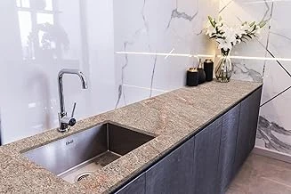 Stickerart Tezgah Üstü Fayans Kaplama Folyosu Mutfak Tezgahı Kaplama Pink Beige Marble 70 Cm X 4 Metre ürün görseli 1