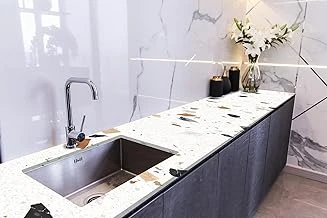 Stickerart Tezgah Üstü Fayans Kaplama Folyosu Mutfak Tezgahı Kaplama Terrazzo Stone 70 Cm X 1 Metre ürün görseli 1