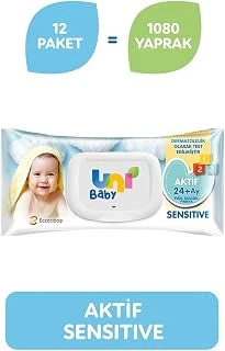 Uni Baby Aktif Sensitive Bebek Islak Mendil 24+ Ay 12X90 Adet ürün görseli 1