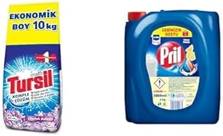 Tursil X Matik Komple Çözüm Leylak Bahçesi 66 Yıkama Toz Çamaşır Deterjanı Ekonomik Boy (1 X 10000 G) Pril Limon Kokulu Sıvı Bulaşık Deterjanı (1 X 4 Kg) ürün görseli 1