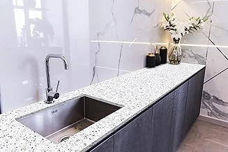 Stickerart Tezgah Üstü Fayans Kaplama Folyosu Mutfak Tezgahı Kaplama Terrazzo Mermer 70 Cm X 2 Metre ürün görseli 1