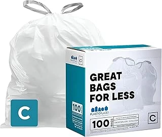 Plasticplace Simplehuman (X) Code C Uyumlu Beyaz İpli Torbaları 2,6-3,2 Galon / 10-12 Litre, 100 Adet ürün görseli 1