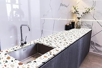 Stickerart Tezgah Üstü Fayans Kaplama Folyosu Mutfak Tezgahı Kaplama Terrazzo 70 Cm X 5 Metre ürün görseli 1