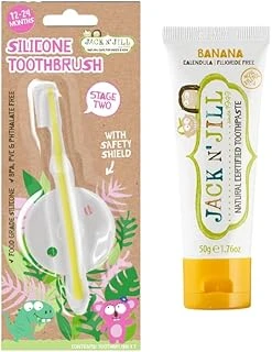 N' Jıll N Jill Bebek Fırçalama Seti (Silikon Fırçası + Muz Aromalı Macun 50G) ürün görseli 1