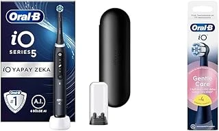 Io - 5 Siyah Yapay Zeka Teknolojili Şarjlı/Elektrikli Fırçası + Io Gentle Care Siyah Fırçası Yedek Başlığı 4 Adet ürün görseli 1