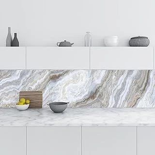 Mutfak Tezgah Arası Folyo Fayans Kaplama Folyosu Grey And Gold 60X500 Cm ürün görseli 1