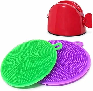 Kyrotech Silikon Bulaşık Süngeri, 2 Adet Çok Amaçlı Temizlik Bezi Ovma Pedi Macunu Sıkacağı Ile, Çok Renkli ürün görseli 1