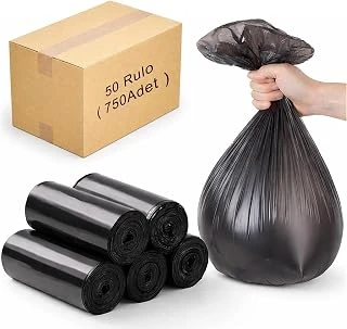 Orta Boy Siyah Poşeti Torbası 750 Adet 55X60 Cm Sızdırmaz Yırtılmaz Güçlü Torbası Yüksek Taşıma Kapatisesi Hijyenik Pratik Günlük Ev, Ofis, Banyo, Tuvalet, Mutfak Kullanımı Için ürün görseli 1