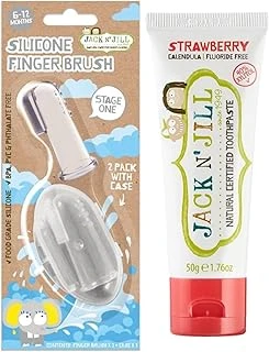 N' Jıll N Jill Bebek/Çocuk Fırçalama Seti (Silikon 2'Li Parmak Fırça + Çilek Aromalı Macunu 50G) ürün görseli 1