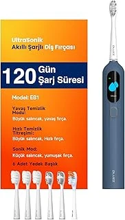 Pluzz Sonik Şarjlı Fırçası 120 Gün Şarj Süresi 6 Adet Başlık (Lacivert) ürün görseli 1
