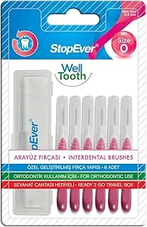 Stopever Well Tooth Arayüz Fırçası Size 0 | 0.4 Mm İnce Telli Arası Fırçası, Taşıma Kutusu Hediyeli | Ortodontik Kullanıma Uygun | 6 Adet ürün görseli 1