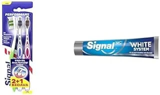 Signal Etkin Temizliği 2+1 Orta Fırçası Signal White System Macunu 2 Haftada Daha Beyaz Dişler 75 Ml ürün görseli 1
